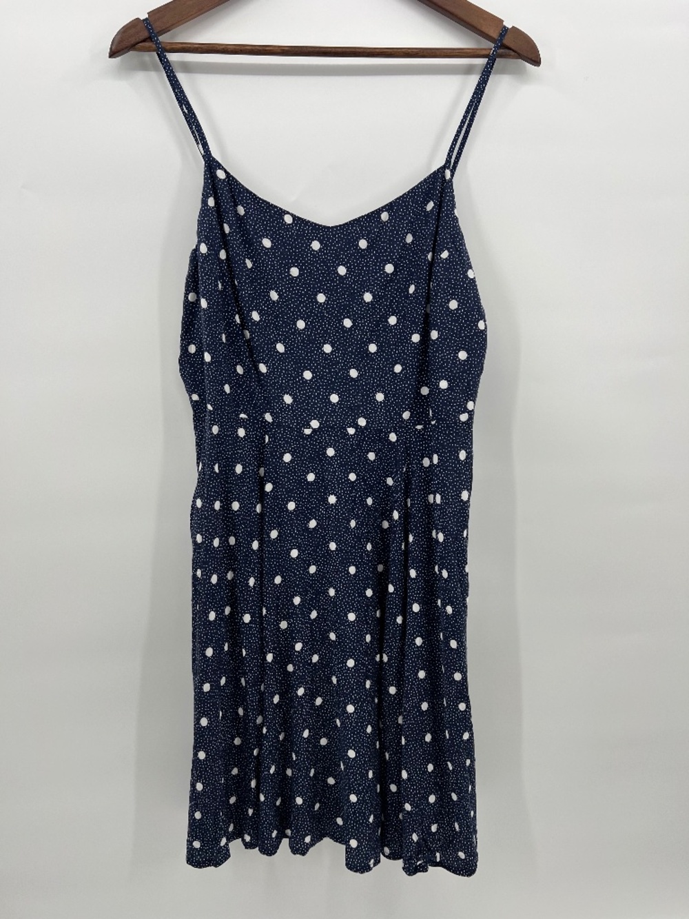 OLD NAVY Cami Dress Mini Blue White Polka Dot Smocked Back Women's Large NWT